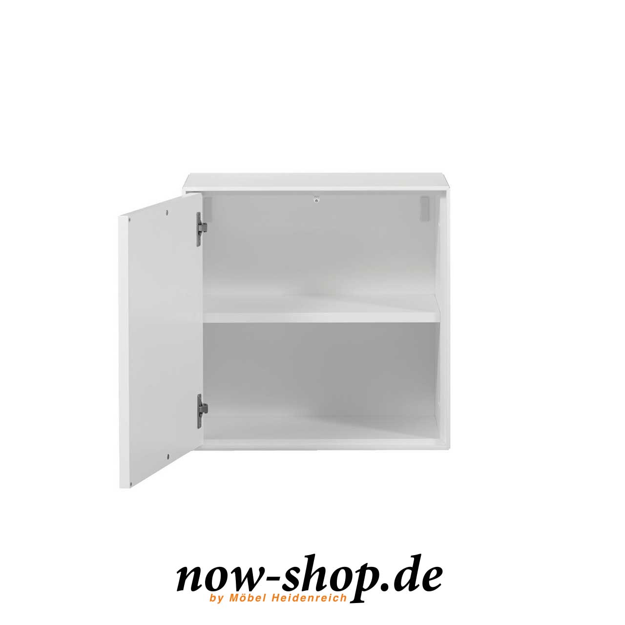 hülsta now easy Hänge-Designbox 44503 geöffnet Weiße quadratische Hängebox mit geöffneter Tür. Dahinter sind zwei Fächer sichtbar.