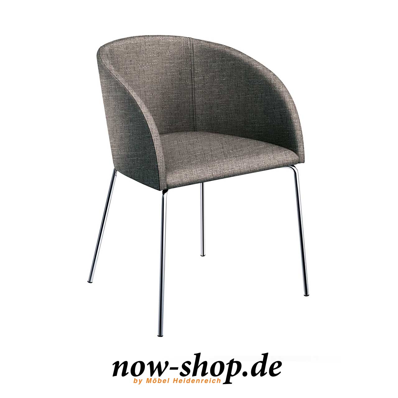 now! by hülsta – dining Stuhl S19 in taupe Schalenstuhl mit vier Metallfüßen und Stoffbezug Farbe Taupe.