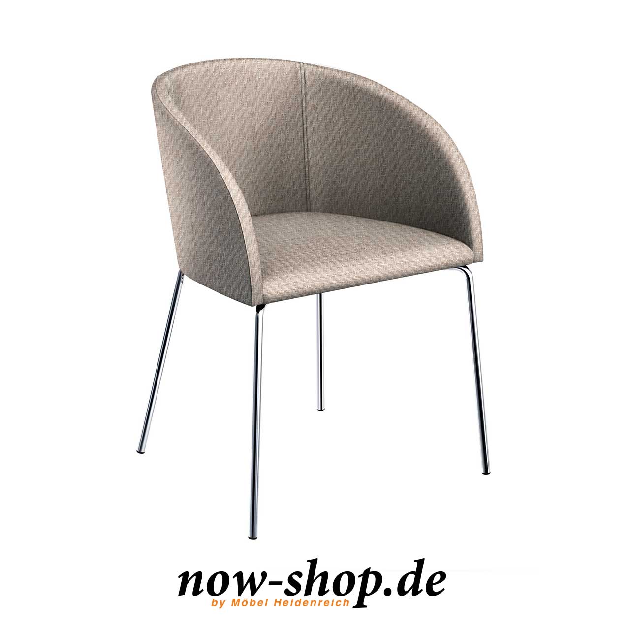 now! by hülsta – dining Stuhl S19-2 Stoffbezug n beige Schalenstuhl mit vier Metallfüßen und Stoffbezug hellbeige.