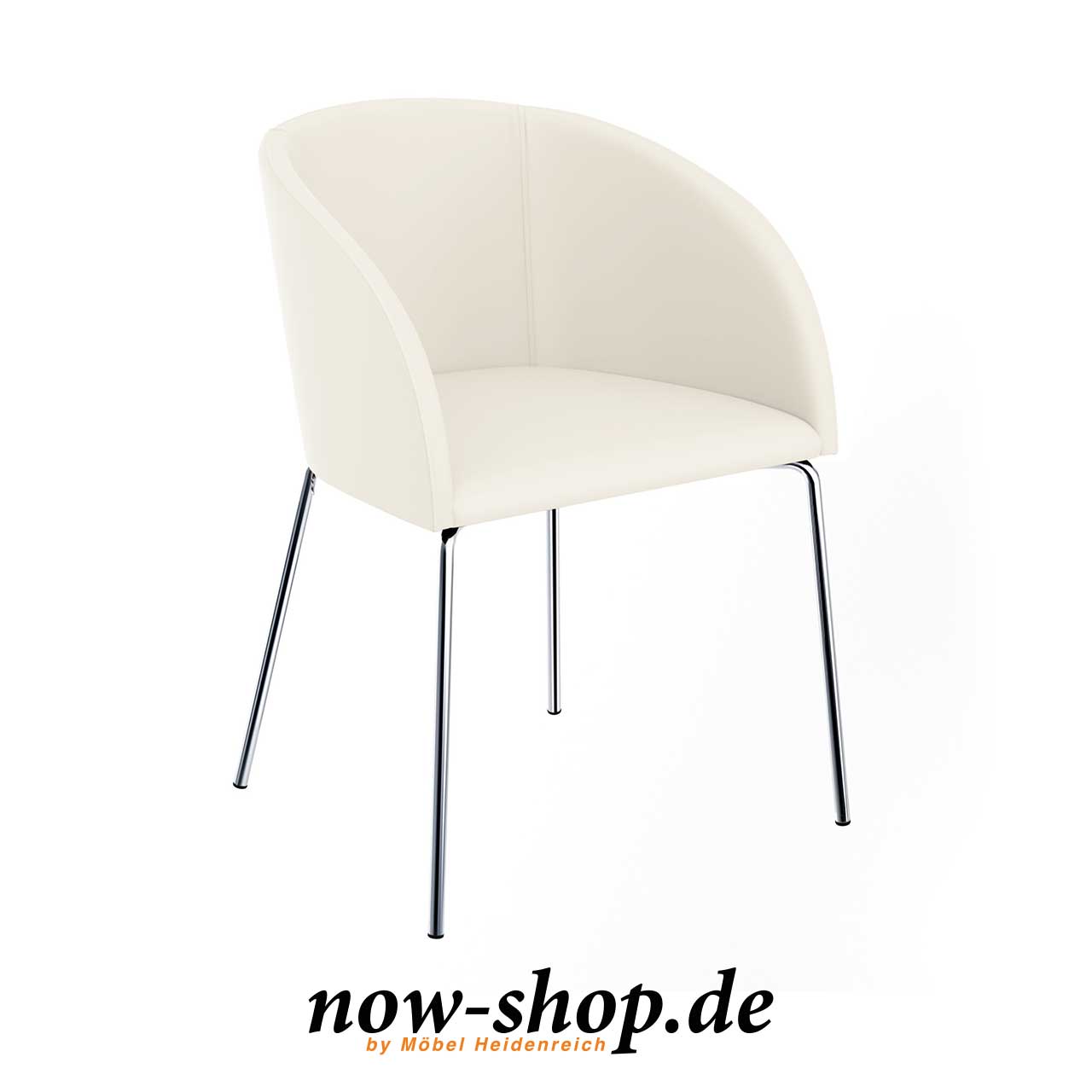 Schalenstuhl mit vier Metallfüßen und Kunstlederbezug Farbe Weiß. Schalenstuhl mit vier Metallfüßen und Kunstlederbezug Farbe Weiß.