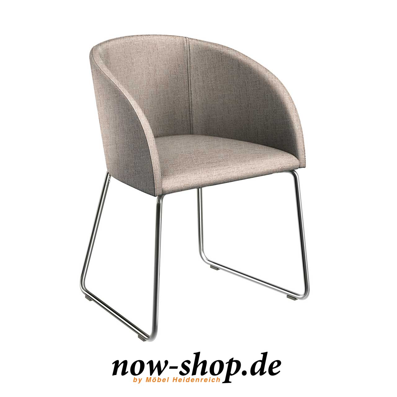 now! by hülsta – dining Stuhl S19 Stoffbezug hellbeige Schalenstuhl mit trapezförmigen hochglänzenden Kufen und Bezug Stoff hellbeige.