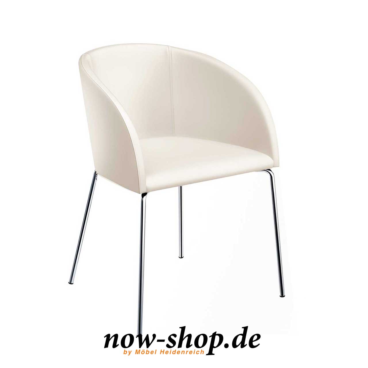 now! by hülsta – dining Stuhl S19-2 Creme Schalenstuhl mit vier Metallfüßen und Kunstlederbezug Farbe Creme.