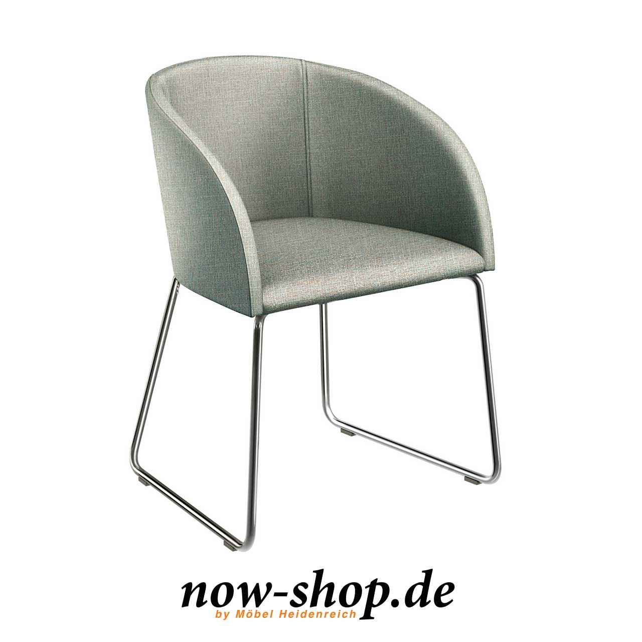now! by hülsta - dining Stuhl S19-1 Stoff beigeblau Schalenstuhl mit trapezförmigen hochglänzenden Kufen und Bezug Stoff beigeblau.